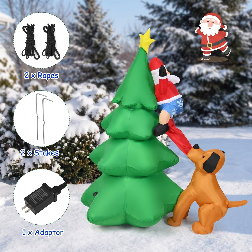 Airfind 6.5 Feet Outdoor Inflatable Christmas Tree Santa Decor with LED Lights, Polyester fabric Frame, Show in the picture