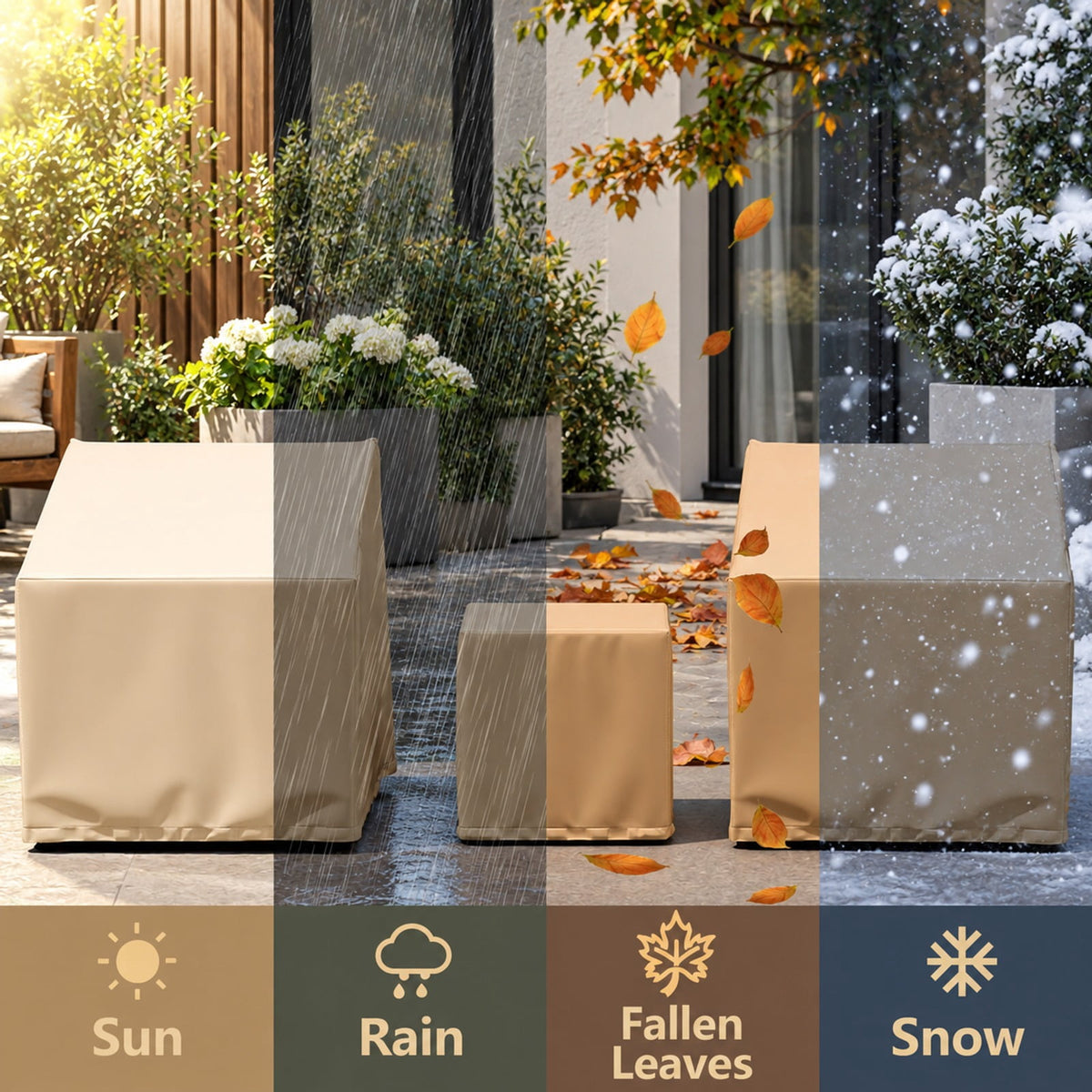 Airfind Patio Furniture Covers Waterproof Outdoor Conversation Covers for 3 Pieces Bistro Set, Polyester PU Frame, 32 x 30 x 24.5 Footprint