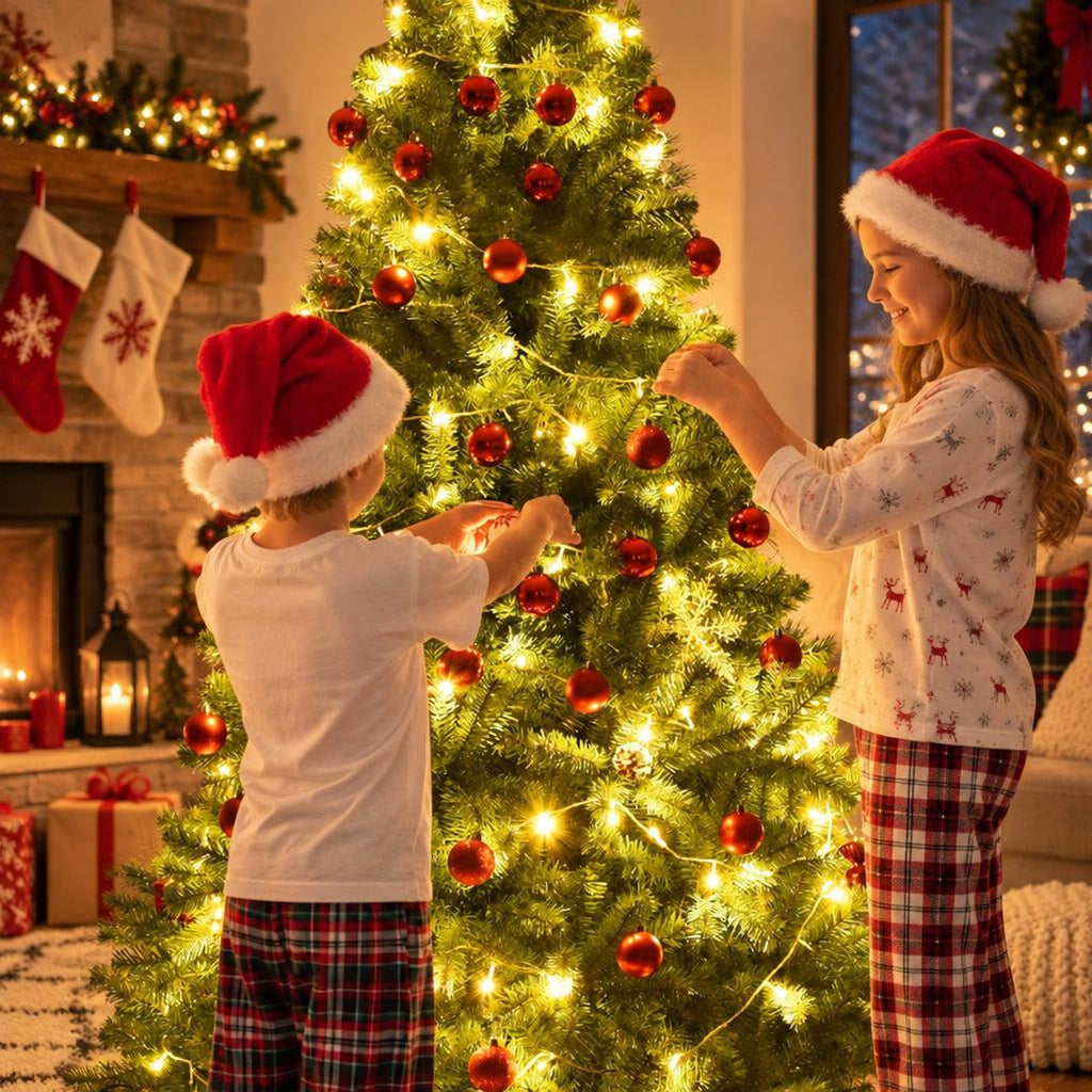 Airfind PVC Artificial Christmas Tree Premium Hinged-7.5 ft, PVC iron Frame, 3.8ft x 6ft Footprint, Green