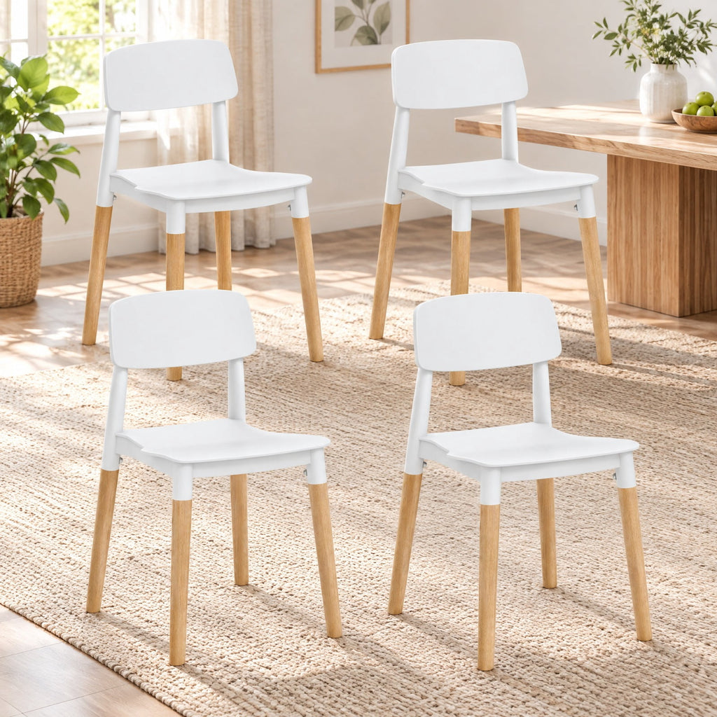 Airfind Modern Dining Side Chairs Set of 4 with Ergonomic Backrest for Dining Room, 330 lbs Capacity, PP Beech Frame, 19.5 x 17 x 30 Footprint