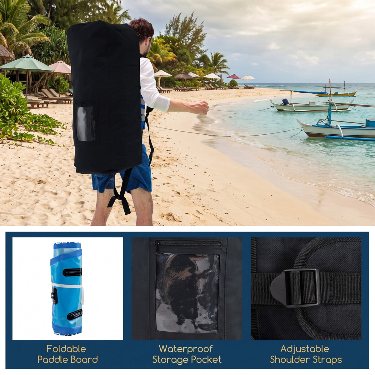 Airfind Inflatable Stand Up Paddle Board with Triple Fins Backpack and Aluminum Hand Pump for Adults Cruising and Fishing, Blue