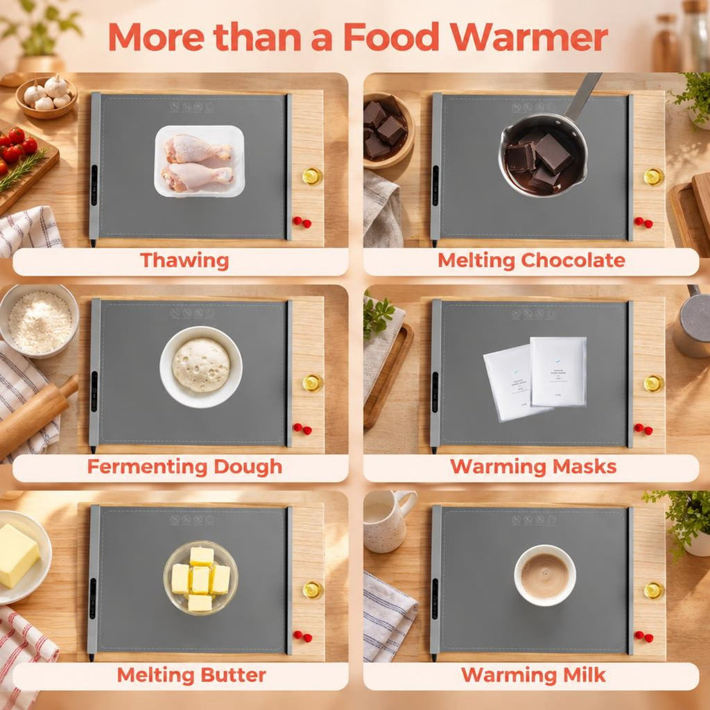 Airfind Food Warming Mat Rollable and Portable Electric Warming Tray with Fasting Heating, Silicone ABS Unfolding Frame, Gray