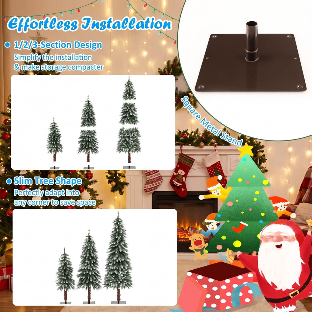Airfind Pre-Lit Christmas Tree Set of 3, PVC Metal Tree Height (Small/Medium/Big) 3 ft Tree Width (Small/Medium/Big) 1.3 ft Frame, Green and White