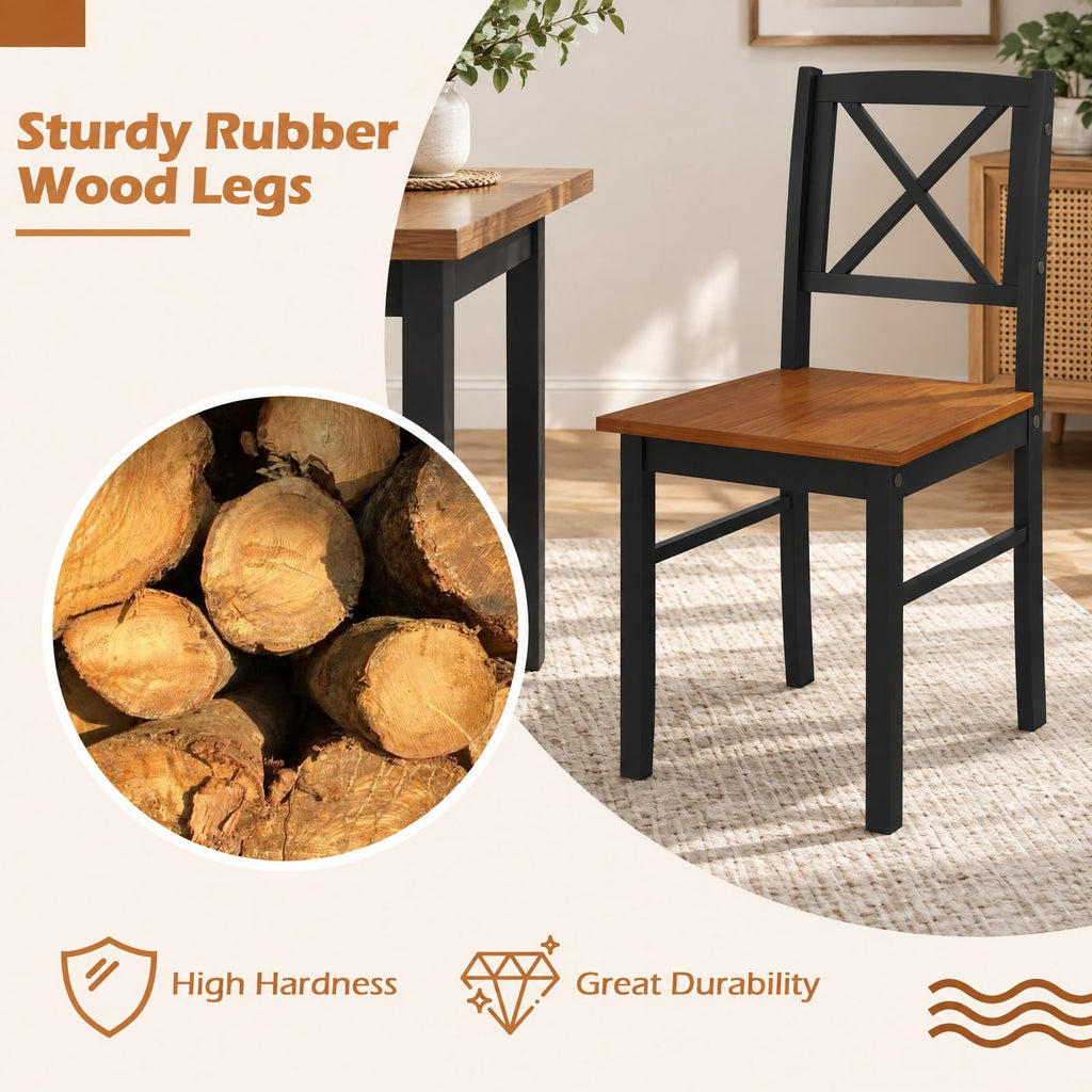 Airfind 5 Piece Dining Table Set with Rectangular Kitchen Table and 4 Chairs for 4 People, 175 lbs Capacity, Rubber Wood MDF Frame, Coffee