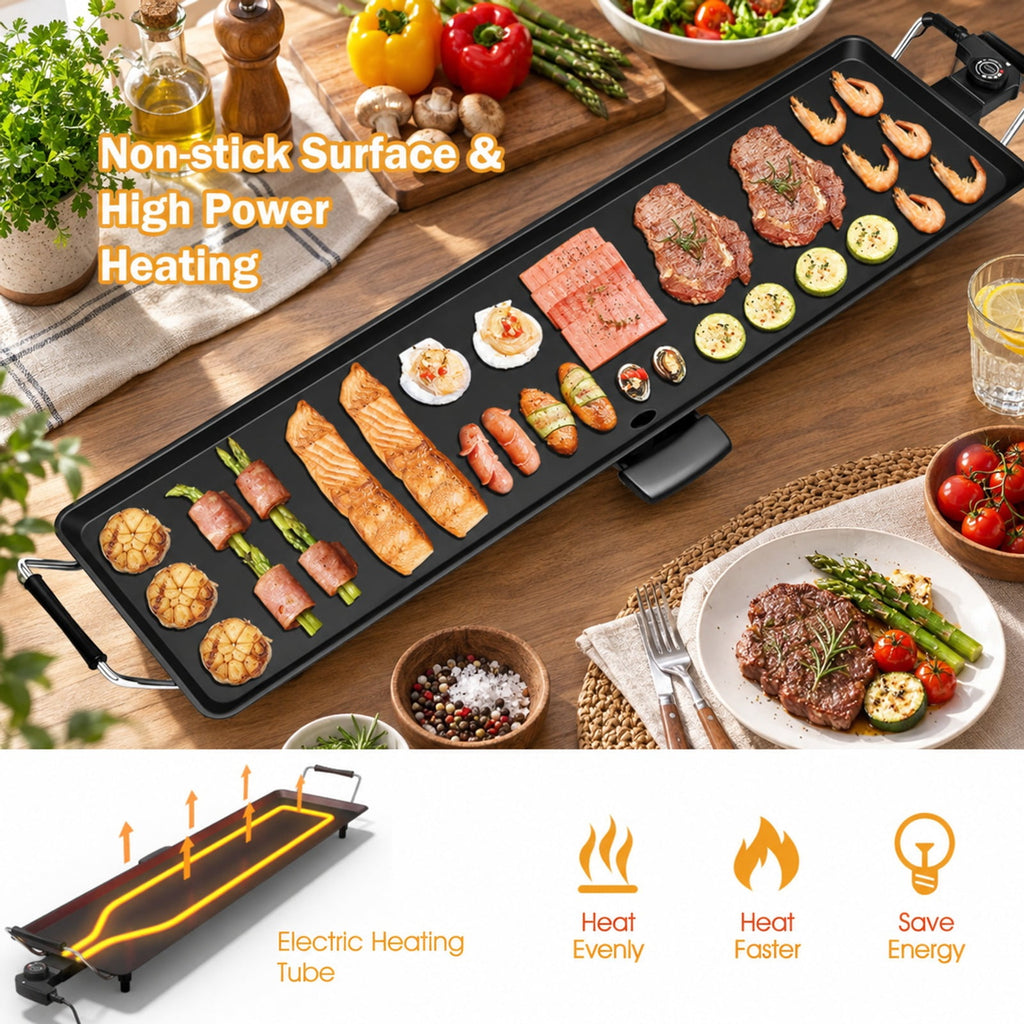 Airfind 35 Inch Costway Electric Griddle Teppanyaki Grill with Adjustable Temperature, Aluminum Voltage and Frame, Black