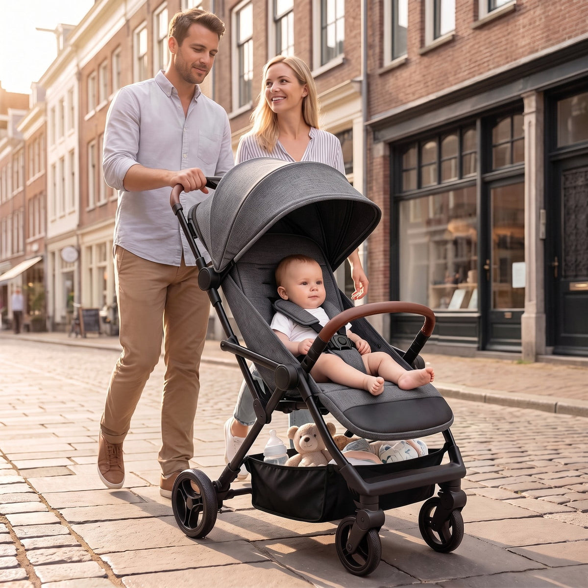 Airfind Lightweight Baby Stroller with One-Hand Folding and Adjustable Canopy for Toddlers, 50 lbs Capacity, Metal Aluminum Fabric Frame, Gray
