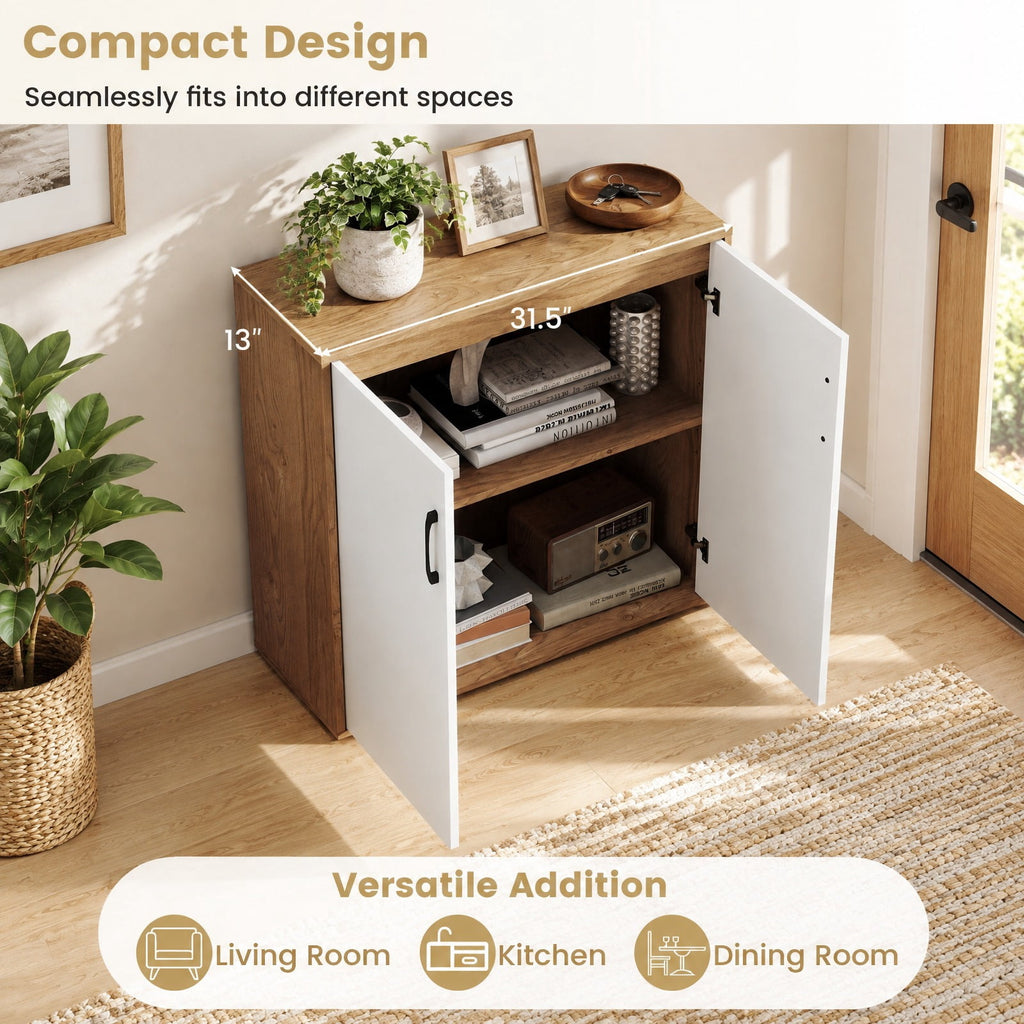 Airfind Coffee Bar Cabinet with 5-Position Adjustable Shelf for Living Room Dining Room, 90 lbs Capacity, Engineered Wood MDF Frame, Natural