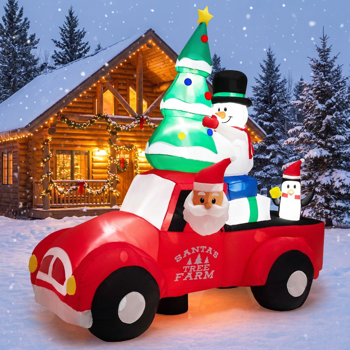 Airfind 8 Feet Wide Inflatable Santa Claus Driving a Car with LED and Air Blower, Polyester Fabric Plastic, 3.1 Inch X 1.6 Inch X 3.1 Inch, Unspecified