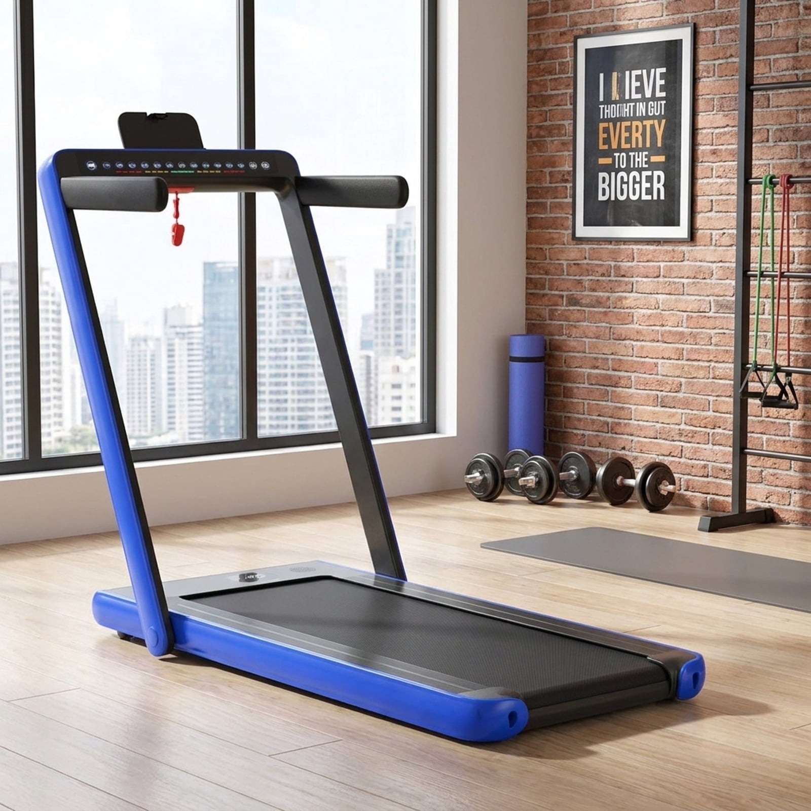 Airfind 2-in-1 Walk-to-Run Folding Treadmill, Blue