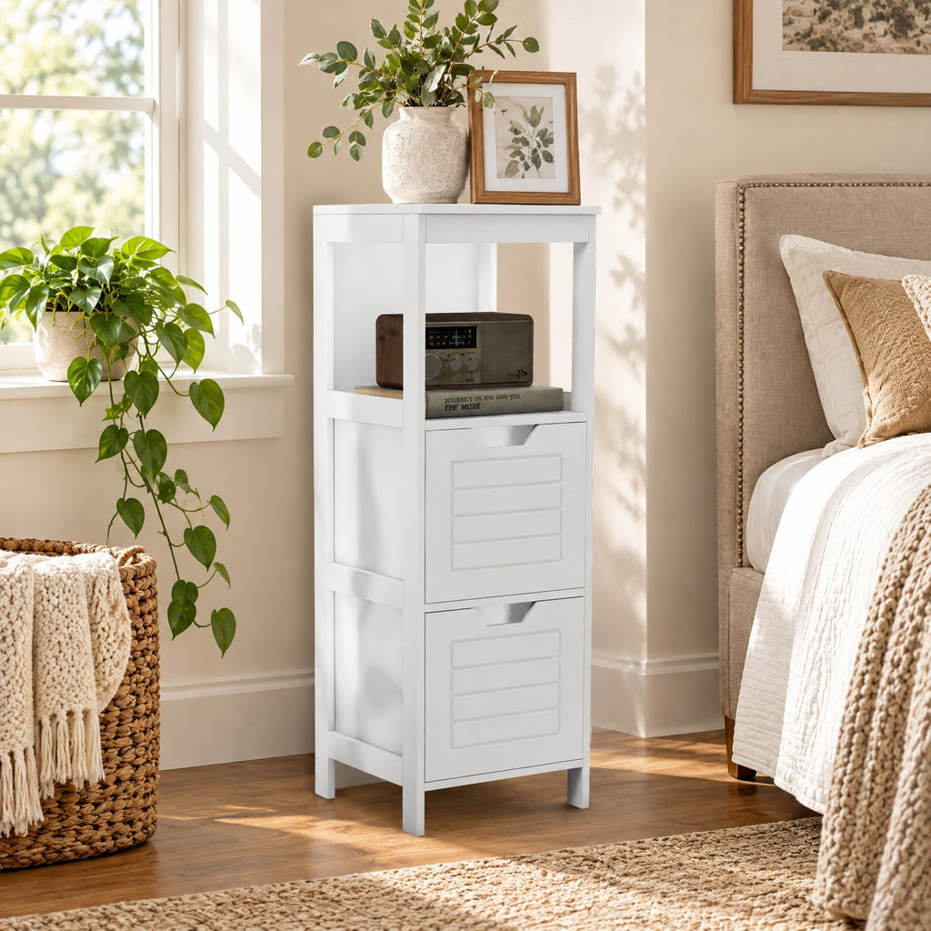 Airfind Floor Cabinet Multifunction Storage Rack Stand Organizer, 11 lbs Capacity, P2 MDF NC paint, 12 x 12 x 35, White