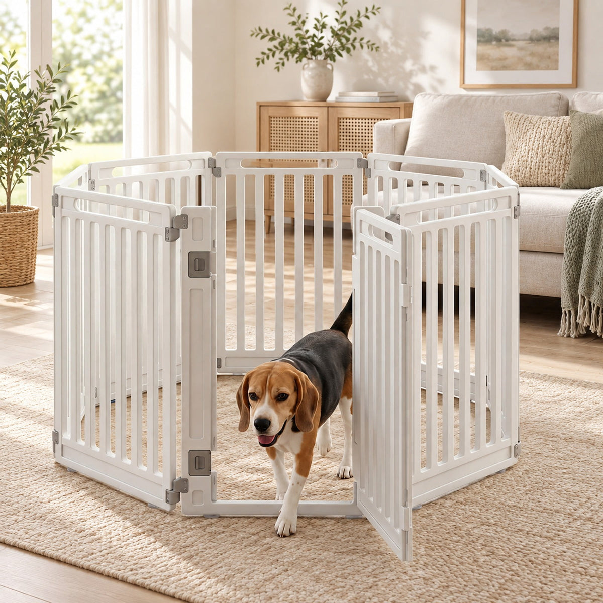 Airfind 31.5 Height Indoor Outdoor Dog Playpen with 8 Panels, White, Suitable for indoor and outdoor use, Ideal for RV camping travel backyard and more