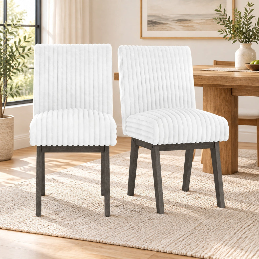 Airfind Dining Chairs Set of 2 Fabric Upholstered Kitchen Chairs with Padded Seatand Rubber Wood Legs-Gray and White, 400 lbs Capacity, Gray