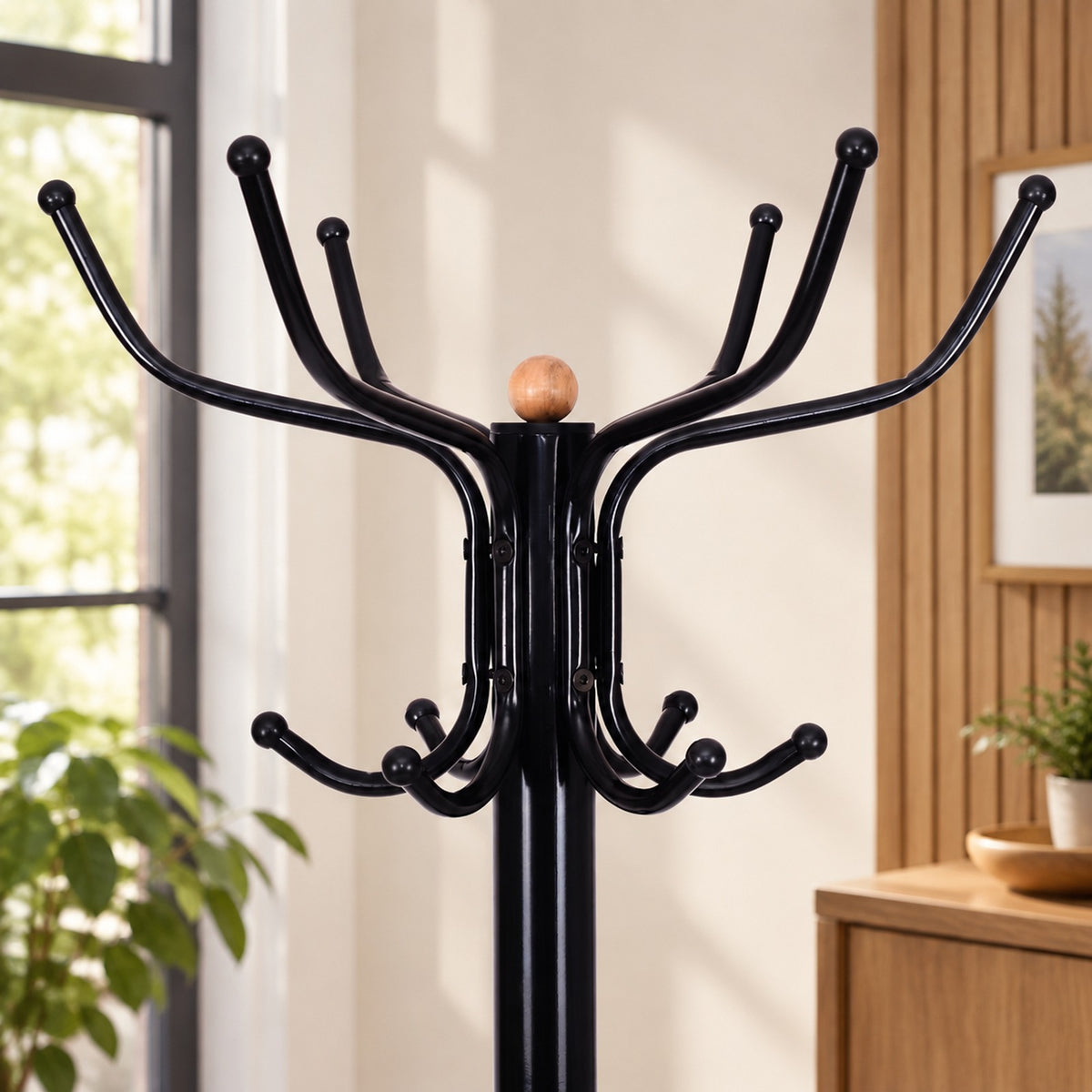 Airfind Vintage Metal Coat Hat Tree Stand Clothes Hanger, Steel Assembled Height: Approx 74.4 Inch for Convenient Everyday Use, Black