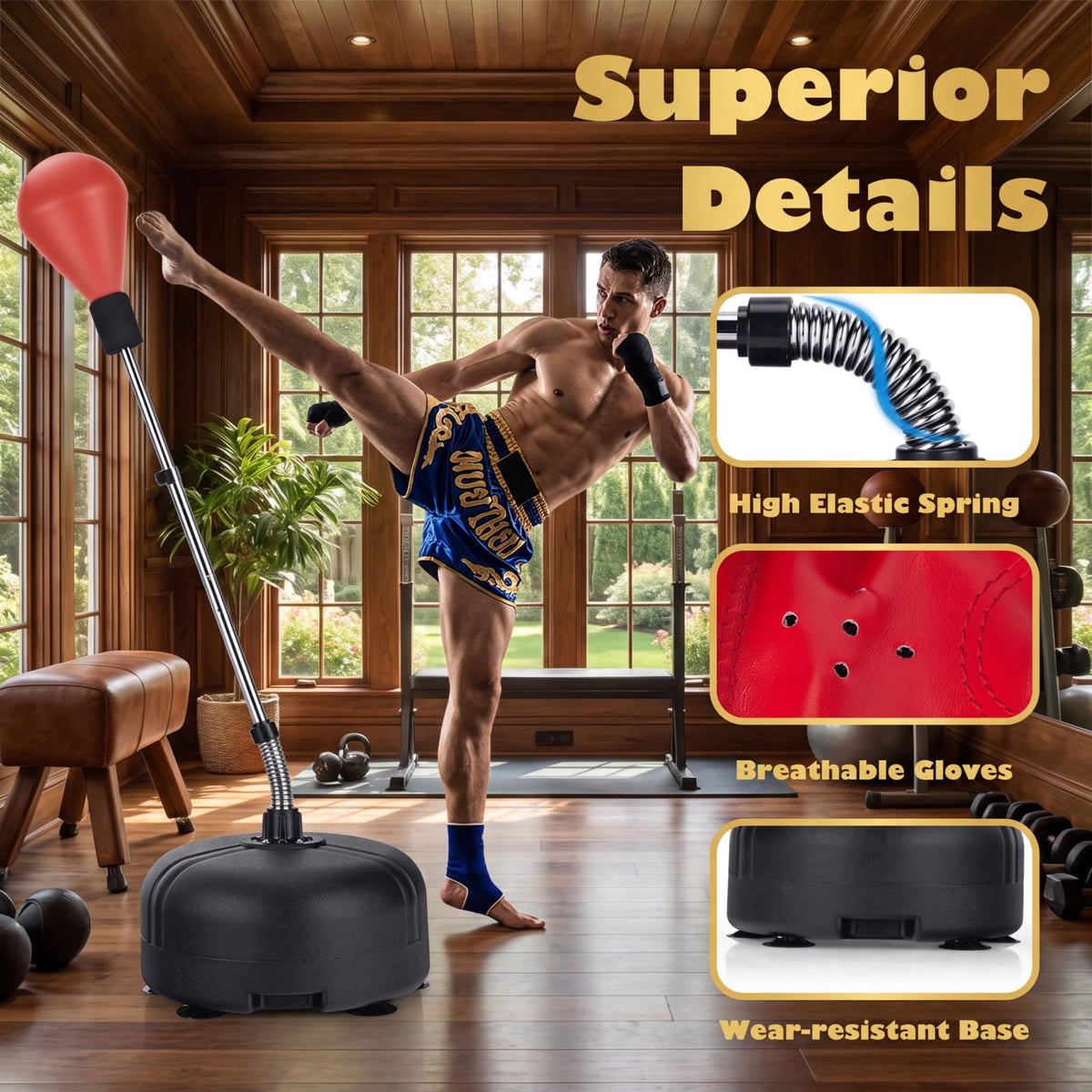 Airfind Adjustable Freestanding Punching Bag with Fillable Base and Boxing Gloves for Home Gym Fitness and Professional Training, Red