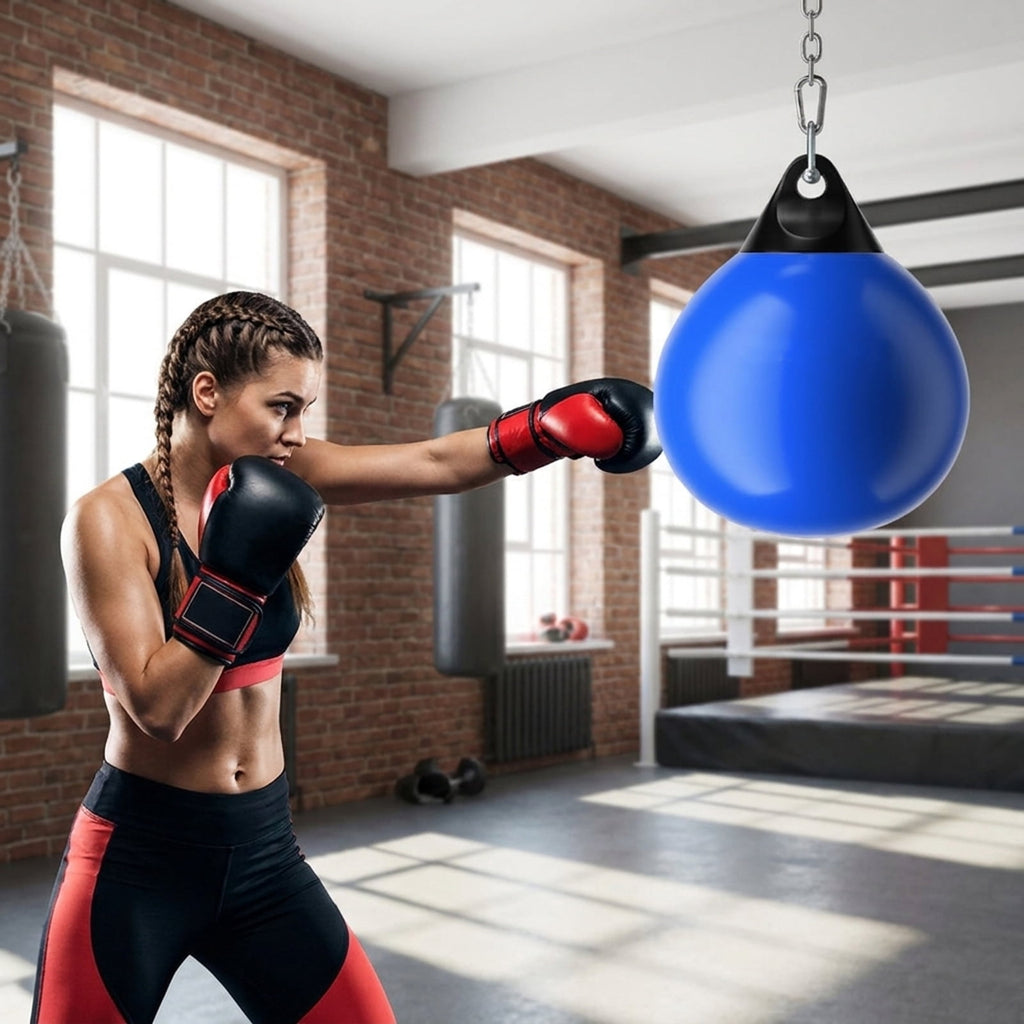Airfind Freestanding Punching Bag for Adults with Strong Suction Base and Adjustable Height 47 to 63 Inch and Spring Stand and Boxing Gloves for Home Training, Blue