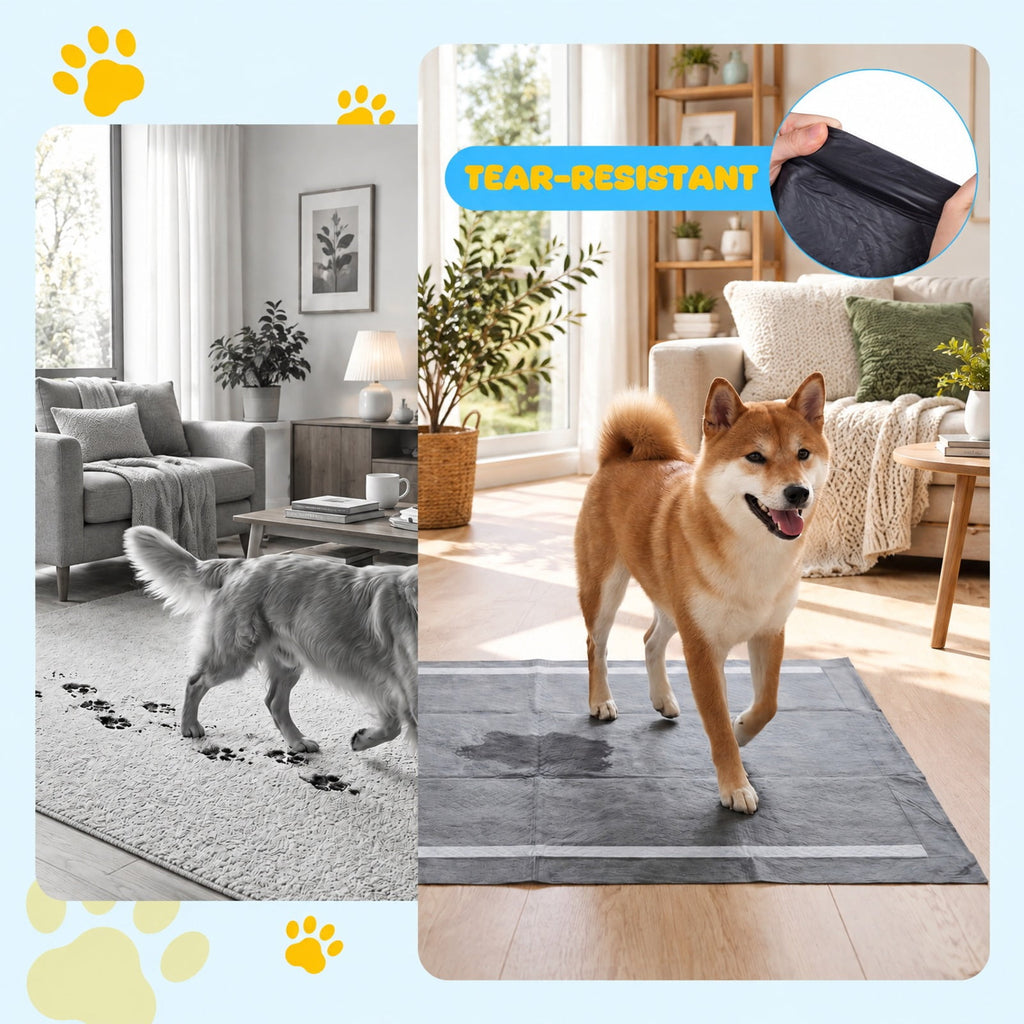 Airfind 35.5 x 24 Charcoal Dog Pee Pads 6-Layer for Dogs, Non-woven Fabric Fluffy Pulp PE Film Absorbent Tissue Pee Frame, Black