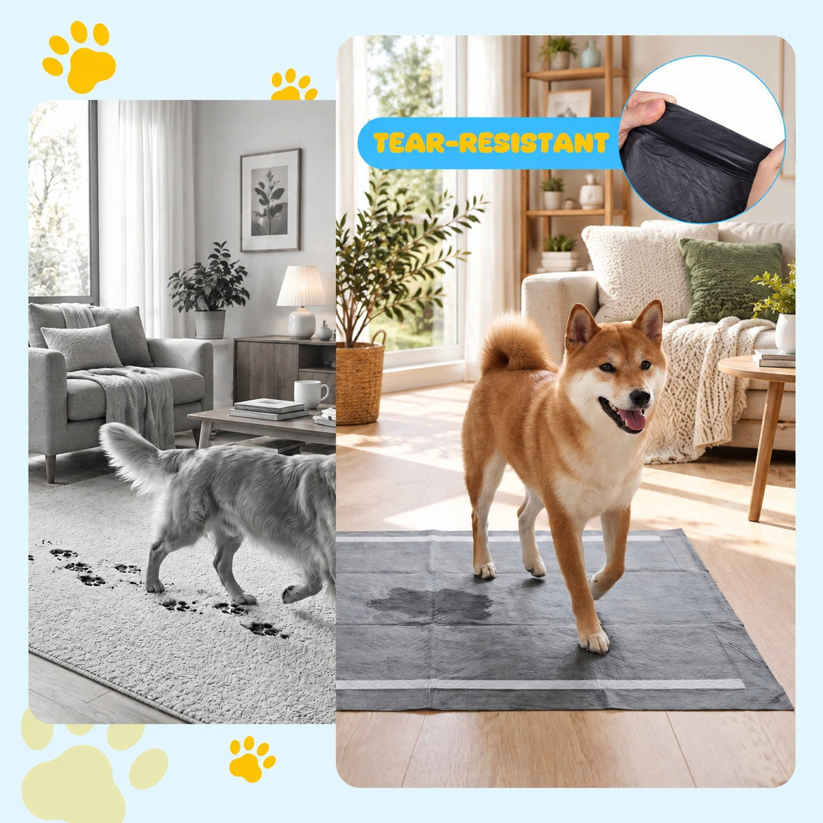 Airfind 35.5 x 24 Charcoal Dog Pee Pads 6-Layer for Dogs, Non-woven Fabric Fluffy Pulp PE Film Absorbent Tissue Pee Frame, Black