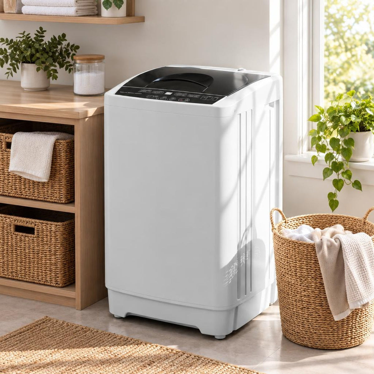 Airfind 9.93 lbs Full Automatic Washing Machine with 8 Preset Programs, Stainless Steel PP Frame, Gray