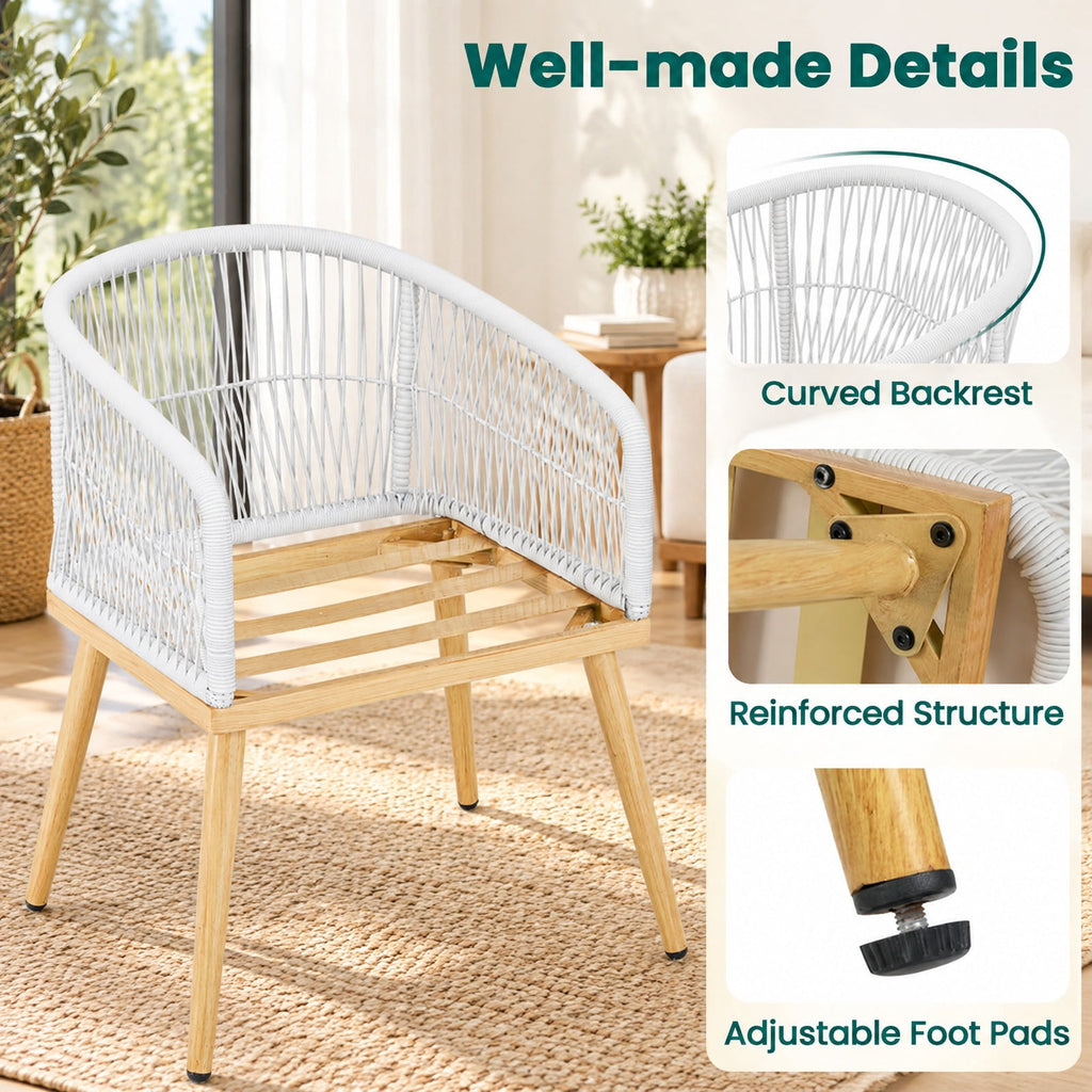 Airfind 3 Pieces Outdoor Bistro PE Wicker Conversation Furniture Set, 100 lbs Capacity, 18 x 16 Footprint, White