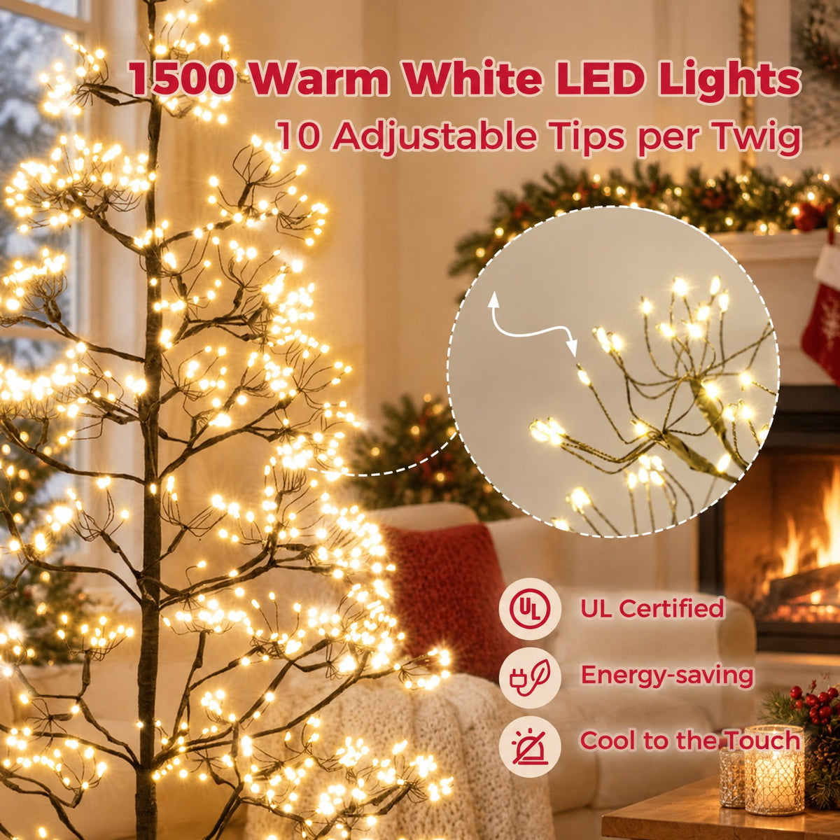 Airfind 5/6/7 FT Lighted Alpine Tree with Warm White Light LED Lights Pre-lit Artificial Cedar Tree with Weighted Base-6ft, White