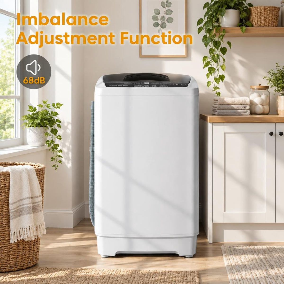 Airfind 9.93 lbs Full Automatic Washing Machine with 8 Preset Programs, Stainless Steel PP Frame, Gray