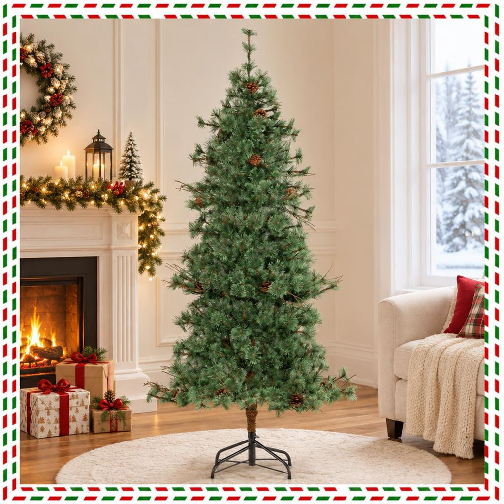 Airfind 6 Feet Artificial Christmas Tree Pre, PVC Metal Tree Height 8 ft / 7 ft /6 ft Tree Width 3.3 ft / 3 ft / 2.9 ft Frame, White