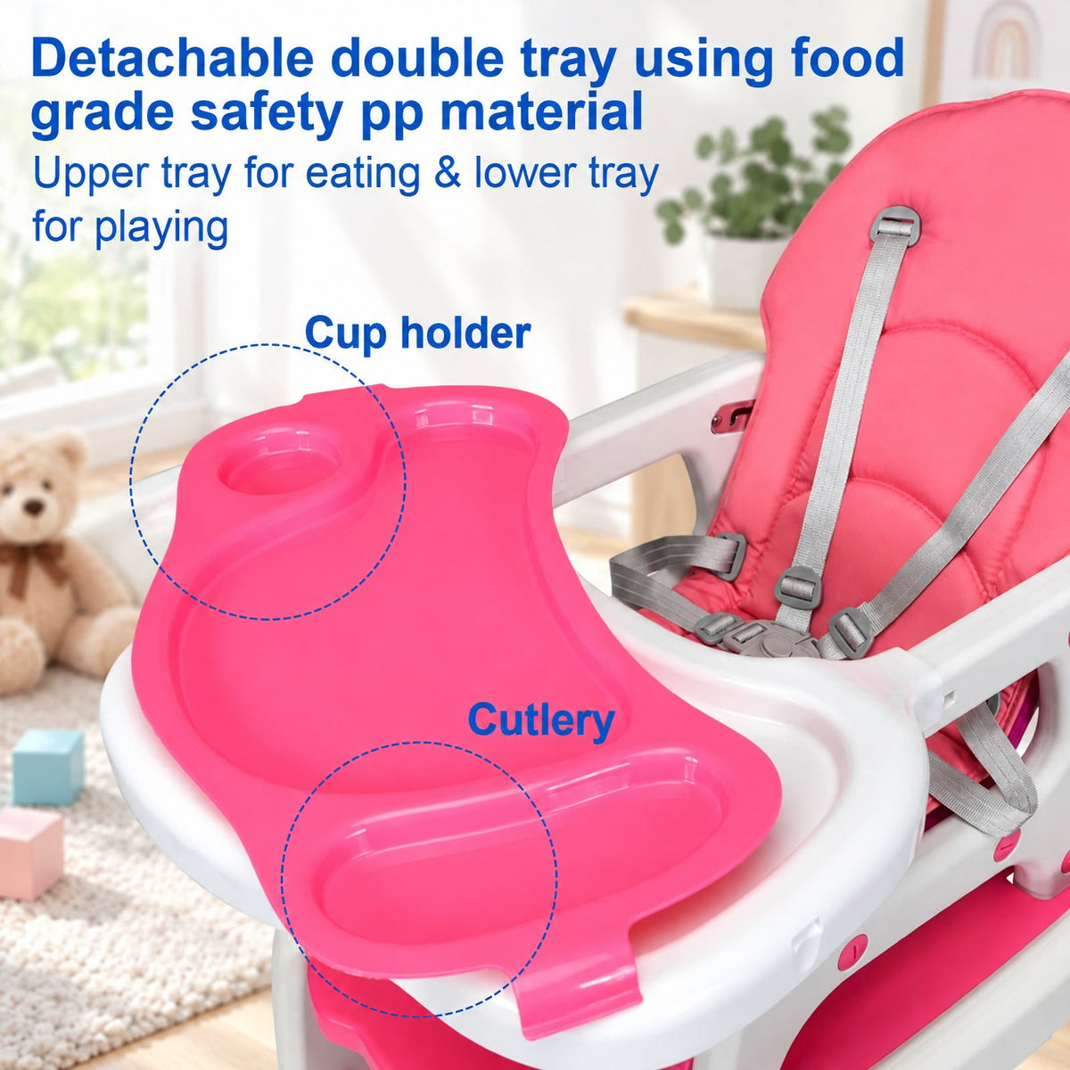 Airfind 3-in-1 Youth High Chair with Lockable Universal Wheels, 50 lbs Capacity, PP PE Sponge, Suitable for 6 Months to 8 Years, Unspecified