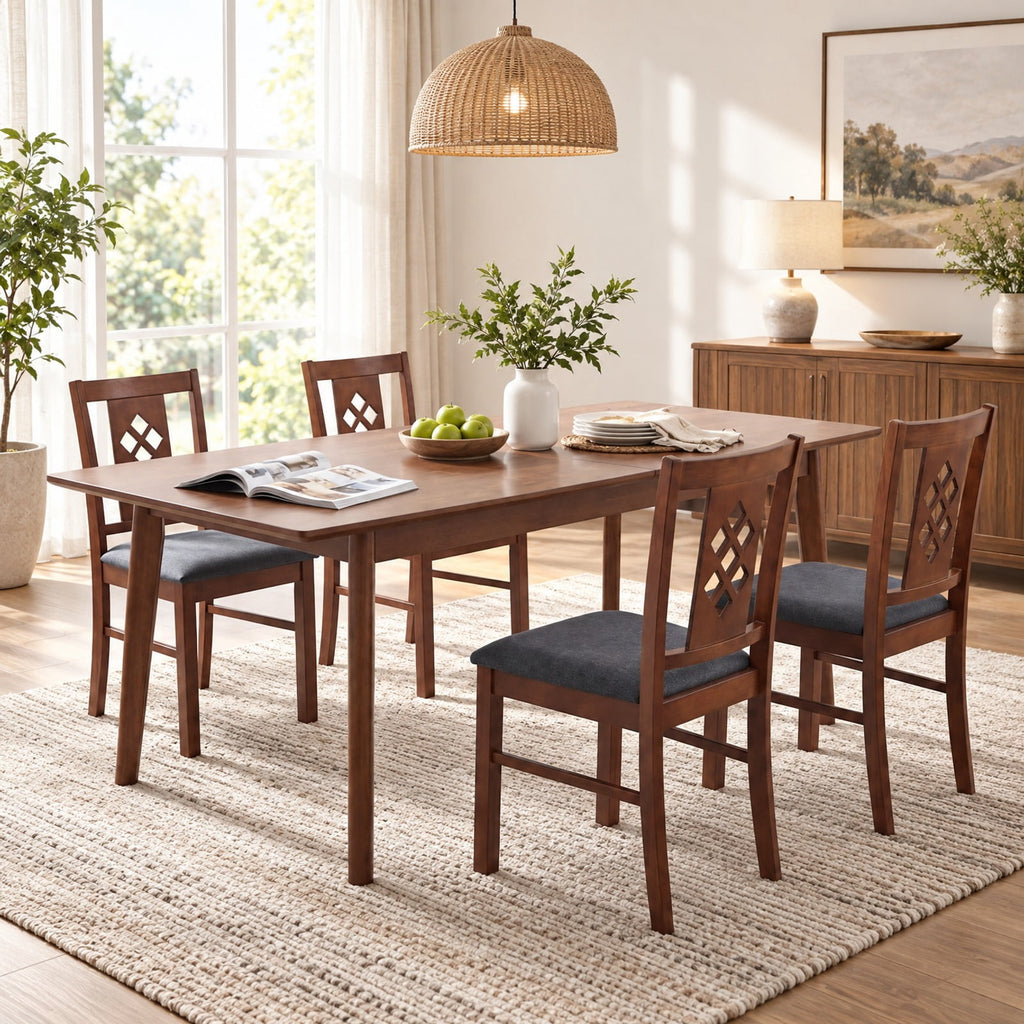 Airfind Linen Style Upholstered Kitchen Chairs with Wood Frames Set of 4, 330 Lbs Capacity, Rubber Wood Polyester Sponge Engineered Wood, Unspecified