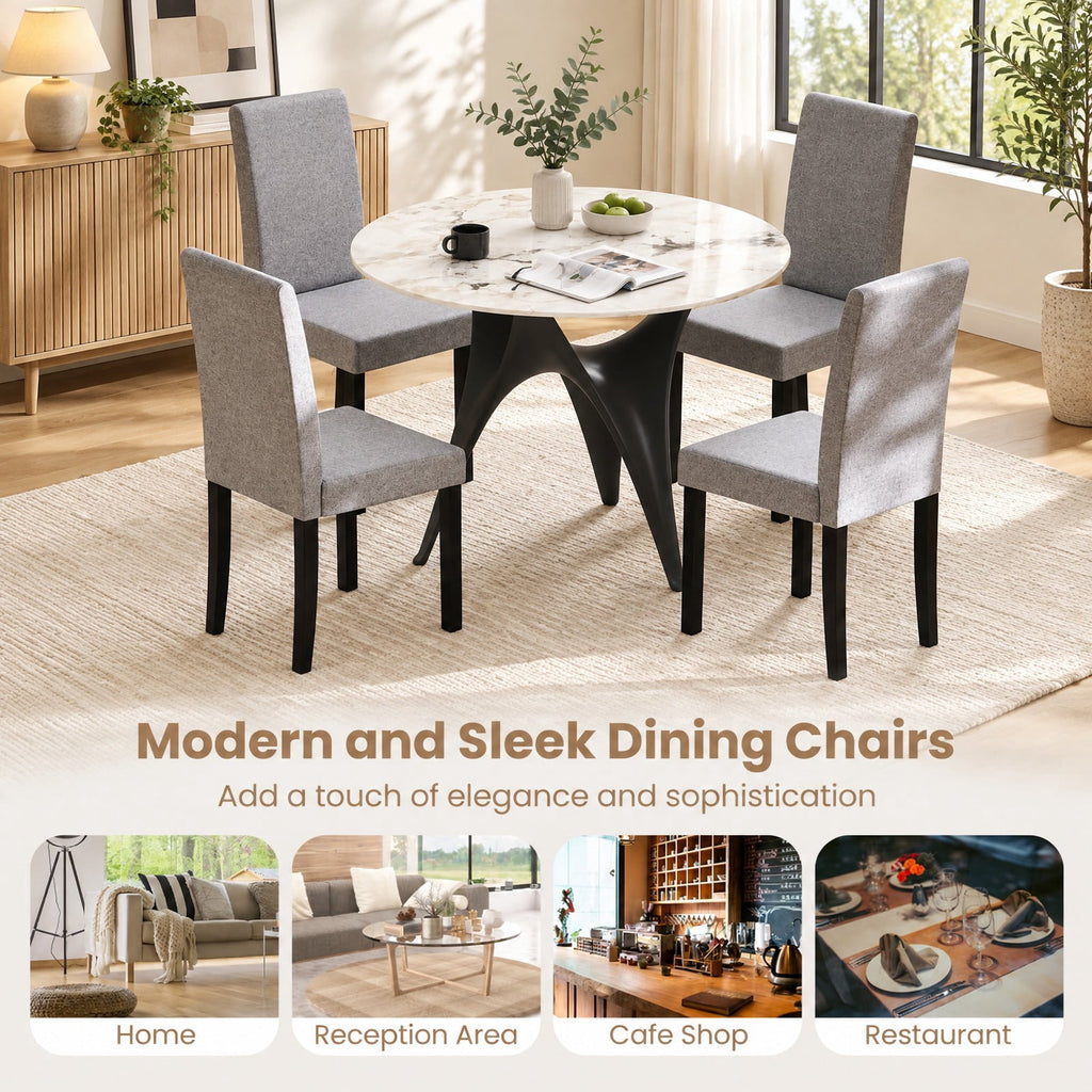 Airfind Set of 2 Dining Chair Mid-Century Modern Fabric Upholstered Parson Chairs, Chair 330 lbs Capacity, 17in x 22in x 35.5in Footprint, Light Gray