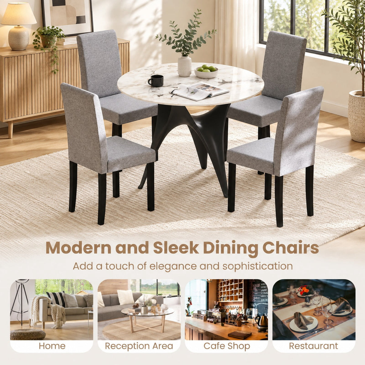 Airfind Set of 2 Dining Chair Mid-Century Modern Fabric Upholstered Parson Chairs, Chair 330 lbs Capacity, 17in x 22in x 35.5in Footprint, Light Gray