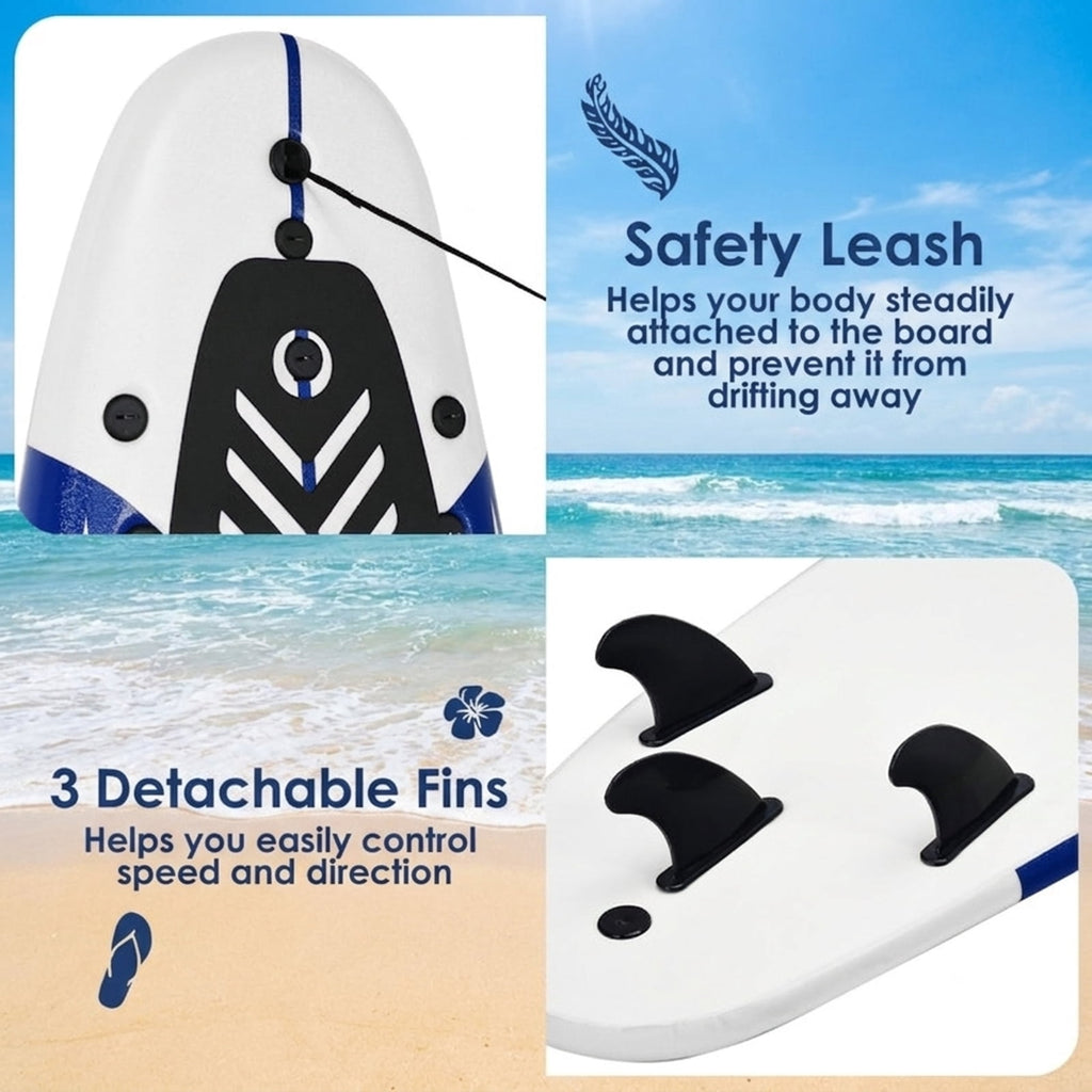 Airfind 6FT Foam Surfboard for Beginners, Adults Kids ¡ª 3 Detachable Thruster Fins, EPS Core, HDPE Slick Bottom, Leash Traction Pad Included (White)