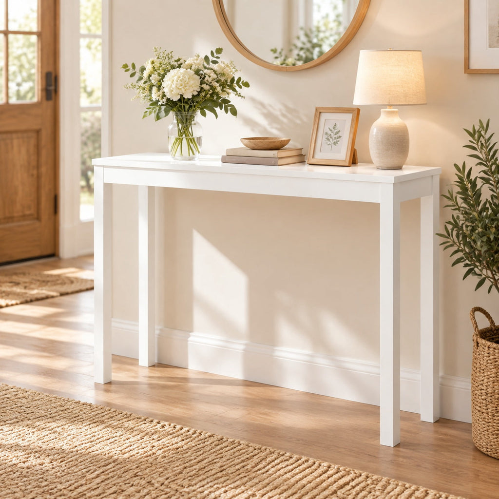 Airfind Wooden Console Table Modern Farmhouse Sofa Table with Thickened Top, 132 lbs Capacity, Rubber Wood MDF Frame, 48 x 12 x 32 Footprint