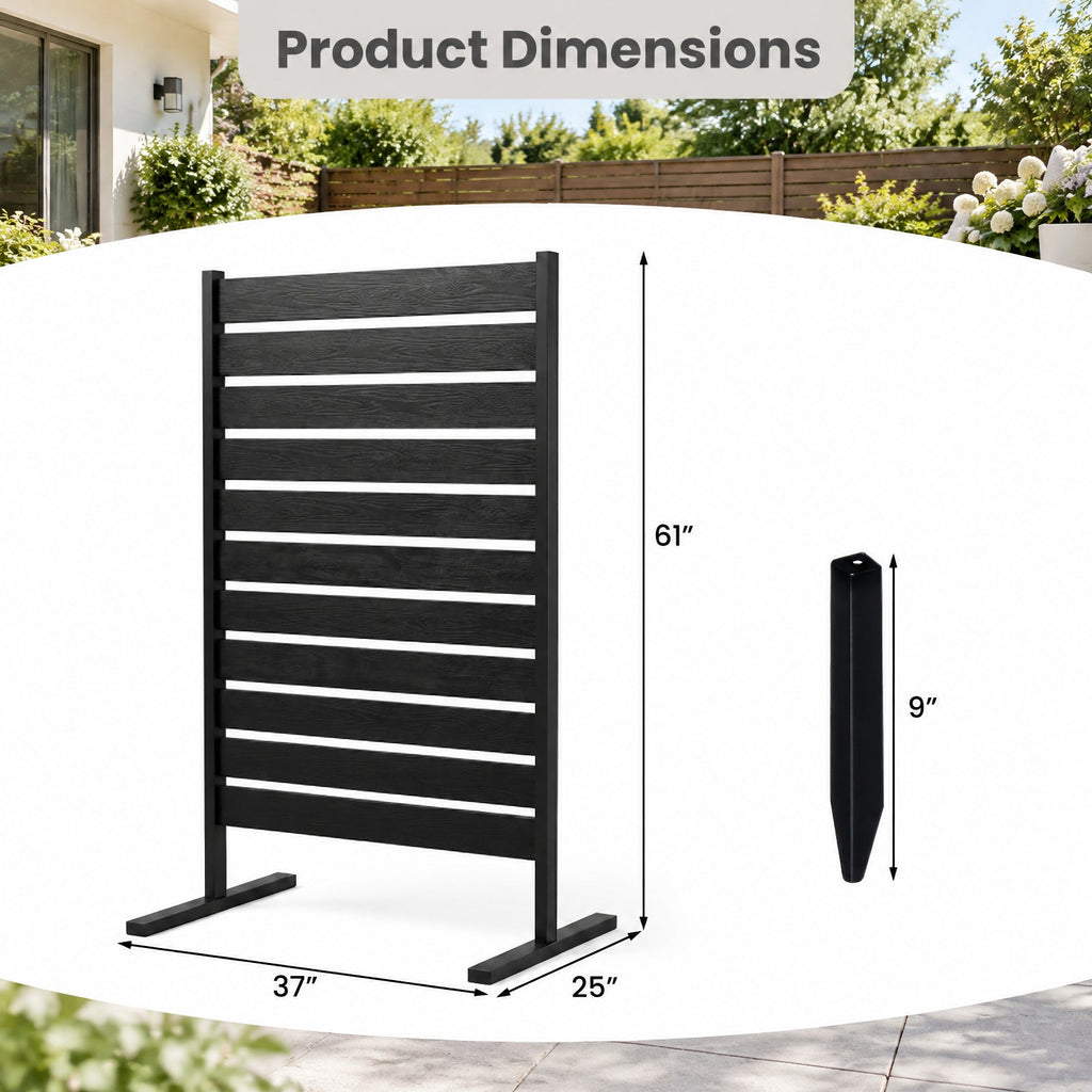 Airfind Outdoor Privacy Screen Fence for Backyard Pool Lawn, HIPS Metal Frame, 25 x 37 x 64 Footprint, Black