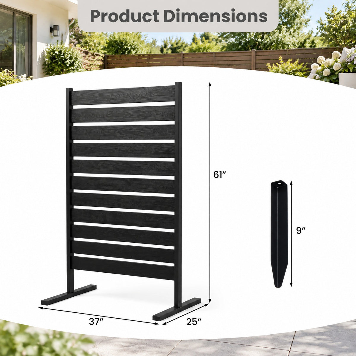 Airfind Outdoor Privacy Screen Fence for Backyard Pool Lawn, HIPS Metal Frame, 25 x 37 x 64 Footprint, Black