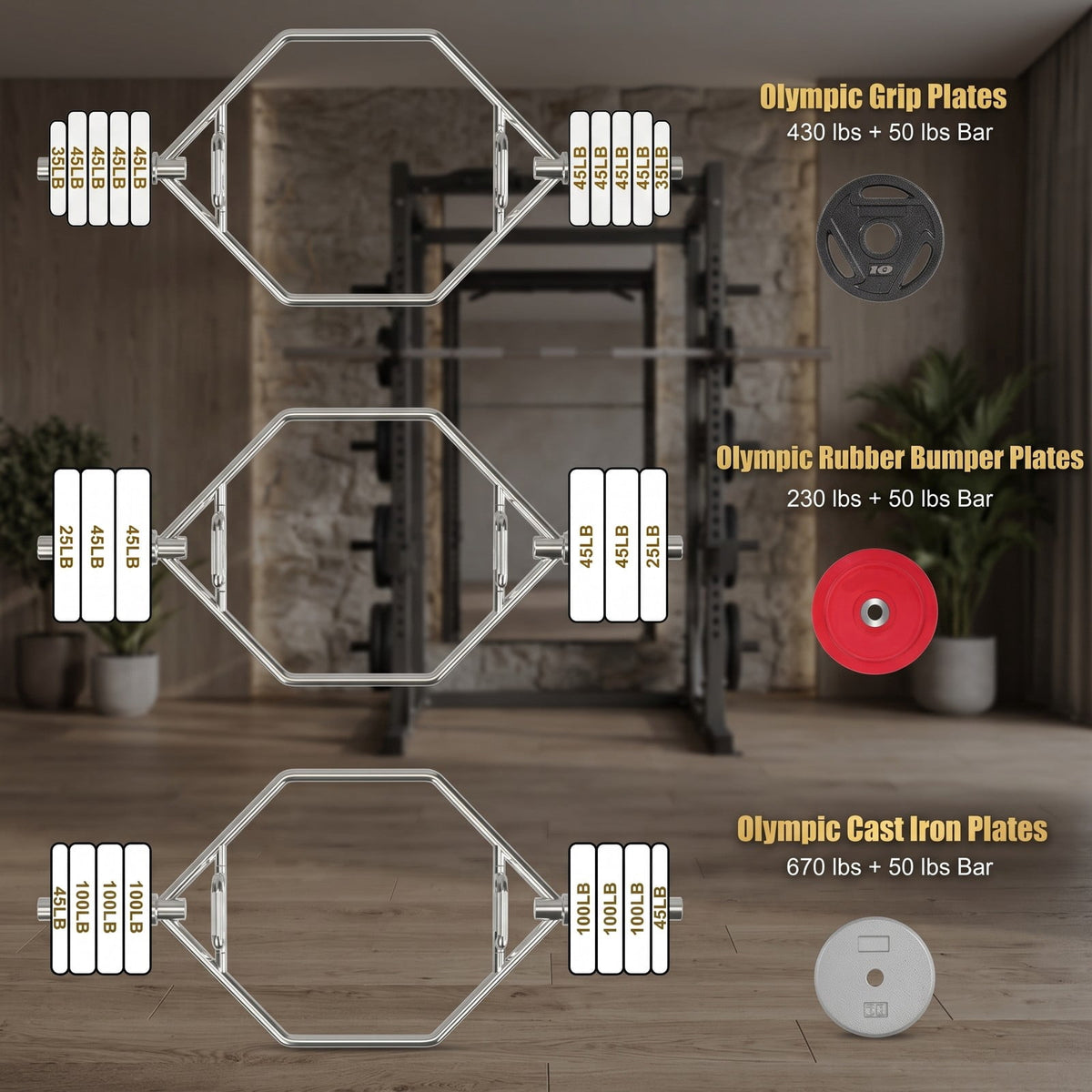 Airfind 56 Inch Olympic Hexagon Deadlift Trap Bar with Folding Grips, Chrome Steel Powerlifting Hex Bar with Dual Knurled Handles for Home Gym, 800 lbs Capacity, Silver