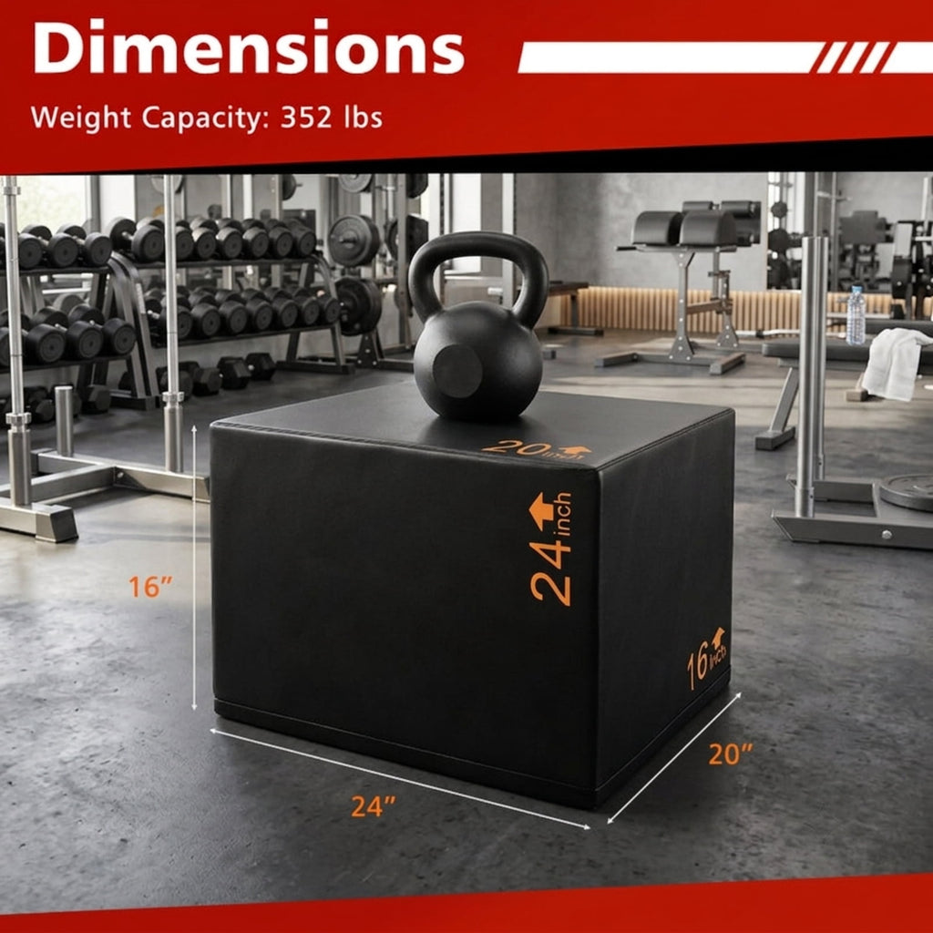 Airfind 3 in 1 Foam Plyometric Box with 3 Adjustable Heights and Non Slip PU Cover for Home Gym Jump Training and Plyo Box Workouts, Black