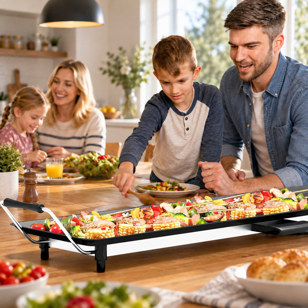 Airfind 35 Inch Costway Electric Griddle Teppanyaki Grill with Adjustable Temperature, Aluminum Voltage and Frame, Black