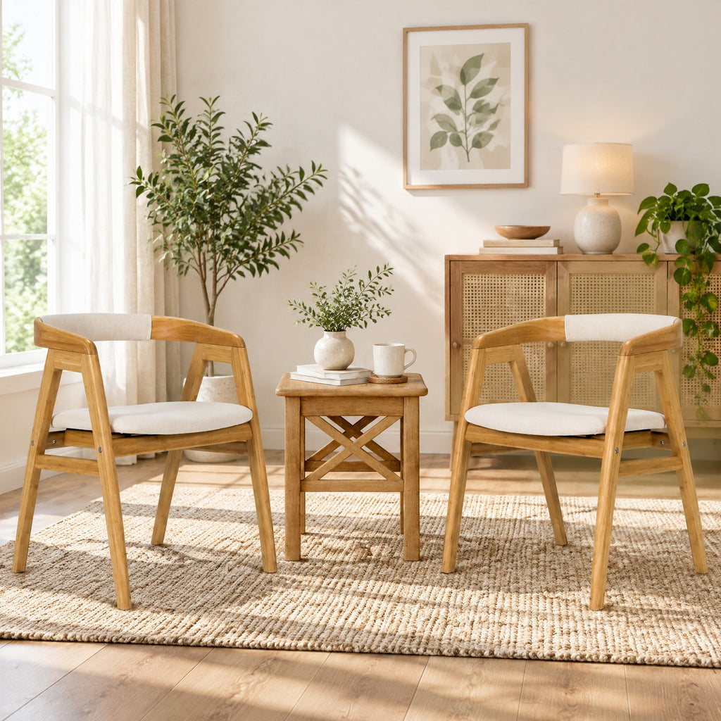 Airfind Leisure Bamboo Dining Chair with Curved Back and Anti-slip Foot Pads, 286 lbs Capacity, Bamboo Frame, 22.5 x 21.5 x29 Footprint, Natural