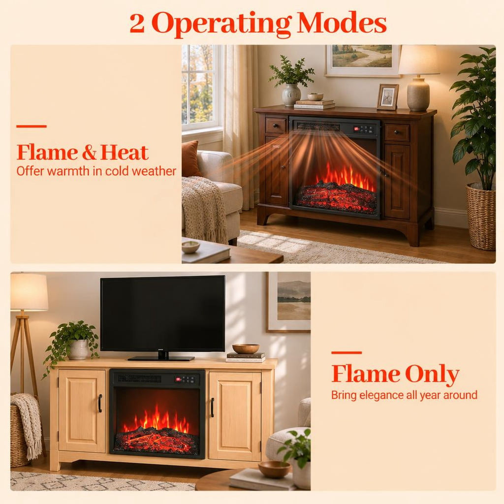 Airfind 18 Inch Electric Fireplace Insert featuring Remote Control and 7 Realistic Flame Colors, Metal ABS Tempered Glass Frame, Black