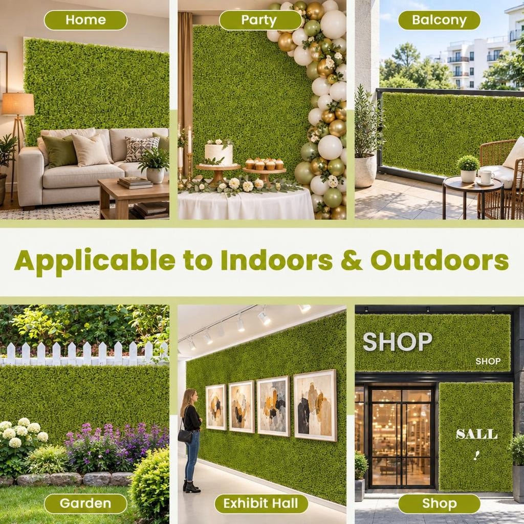 Airfind 12 Pieces 20 x 20 inches Artificial Grass Wall Panels for Garden Yard Balcony, PE Each Frame, Light Green