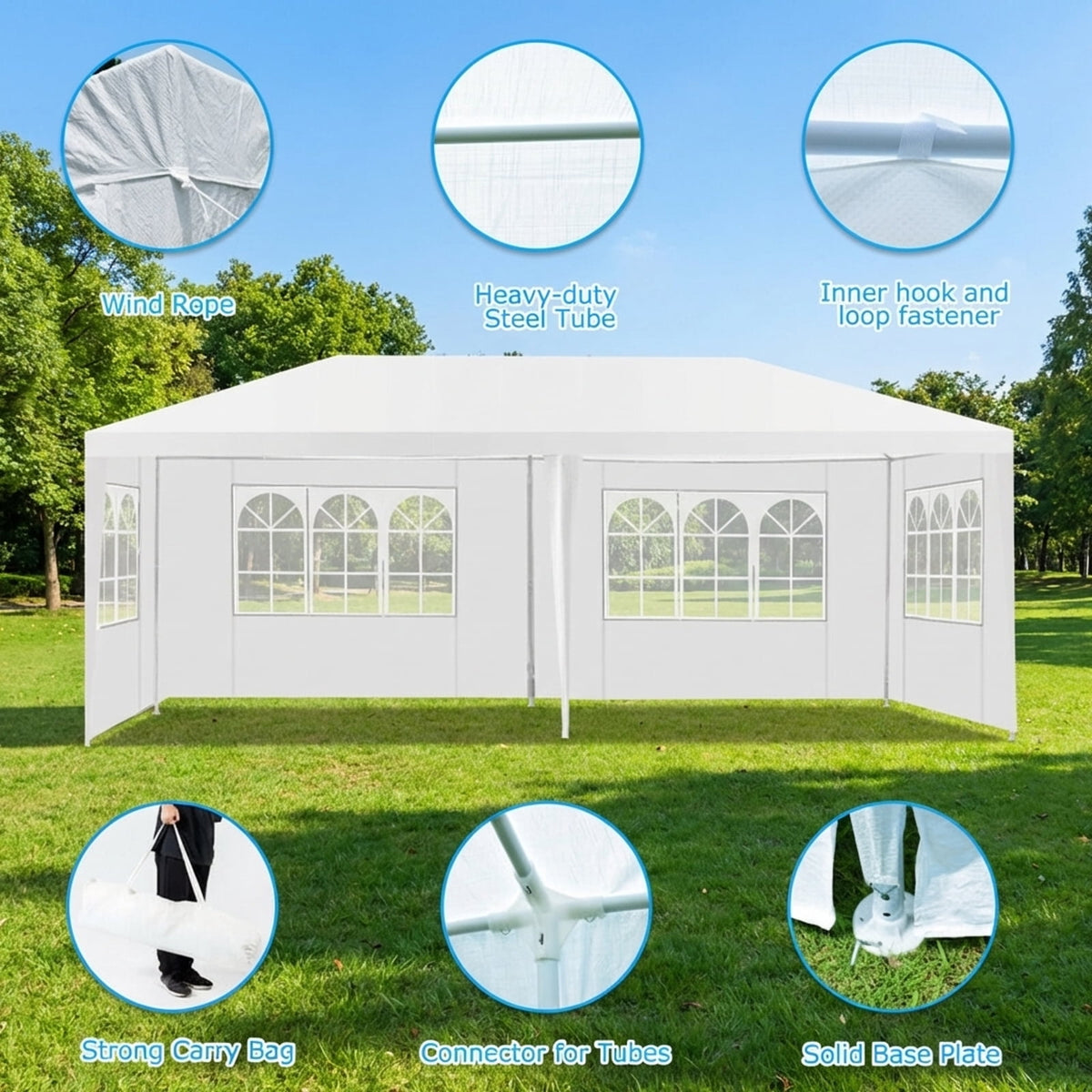 Airfind 10ft x 20ft Canopy Tent with 4 Sidewalls and Carry Bag, White