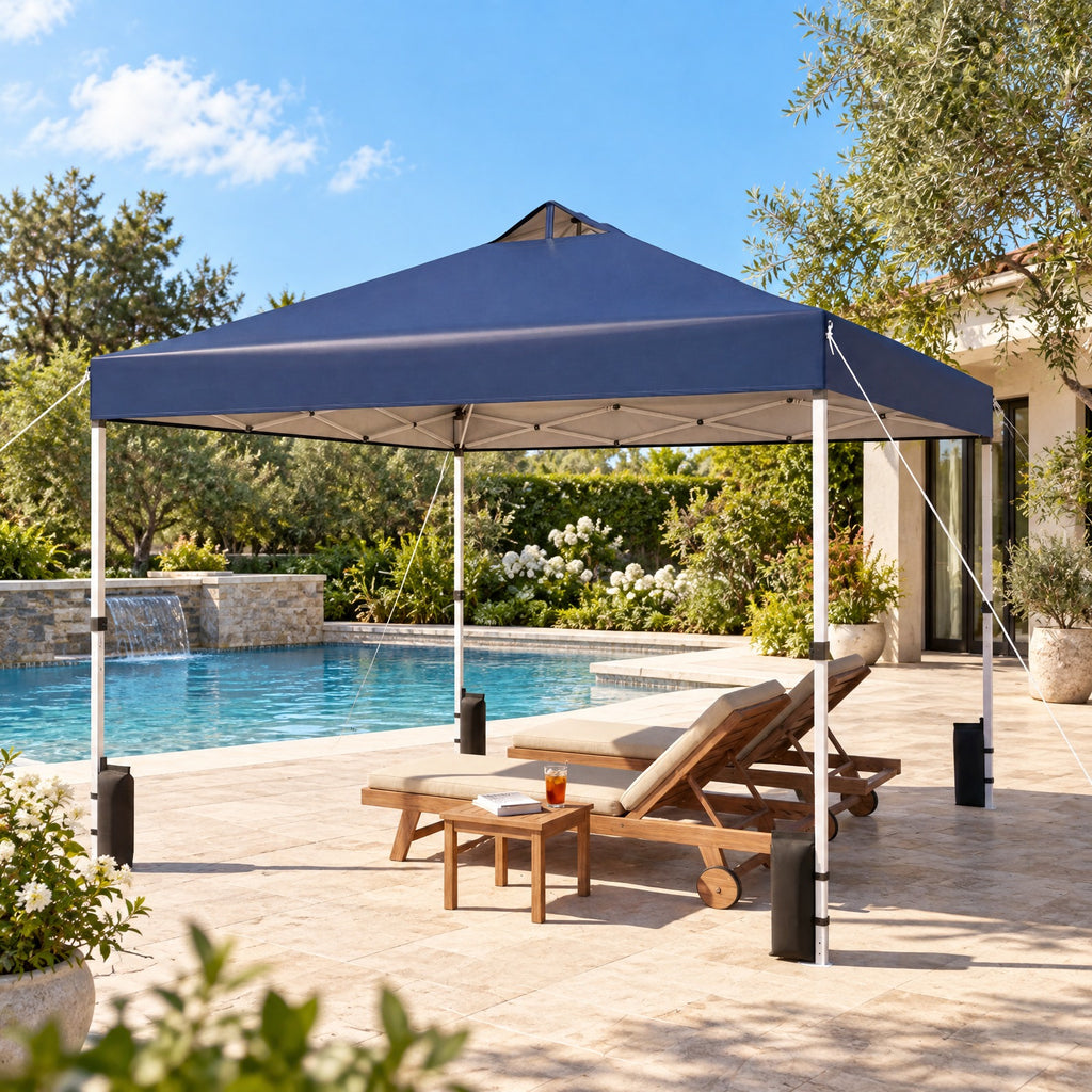 Airfind 10 x 10 Feet Outdoor Commercial Pop up Canopy Tent, 210D Oxford Fabric Metal Frame, 10 x 10 x 8.2-8.8 ft (L x W x H) 3 Footprint, Blue