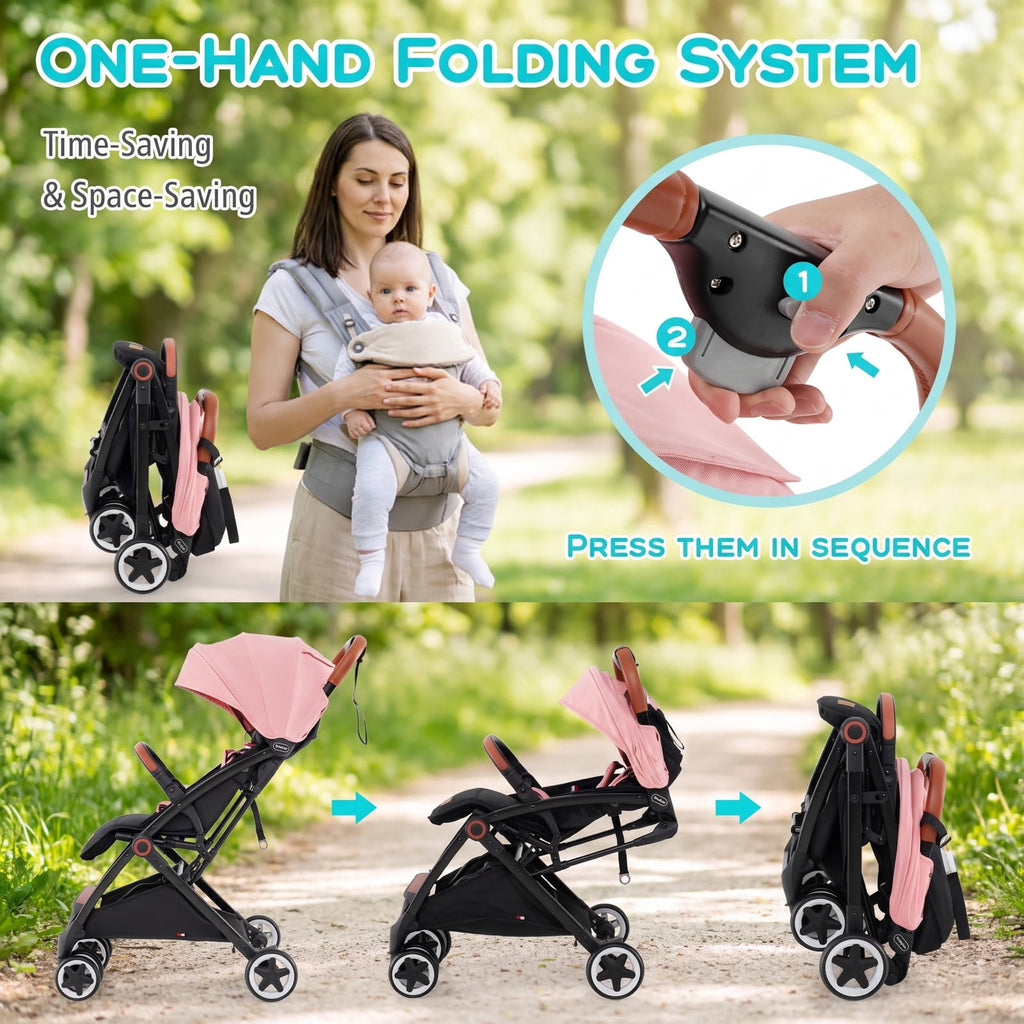 Airfind Lightweight Aluminium Frame Baby Stroller with Net, Aluminium Alloy Iron Fabric Frame, for 0-3 years old, 28.5 x 20.5 x 38 Footprint