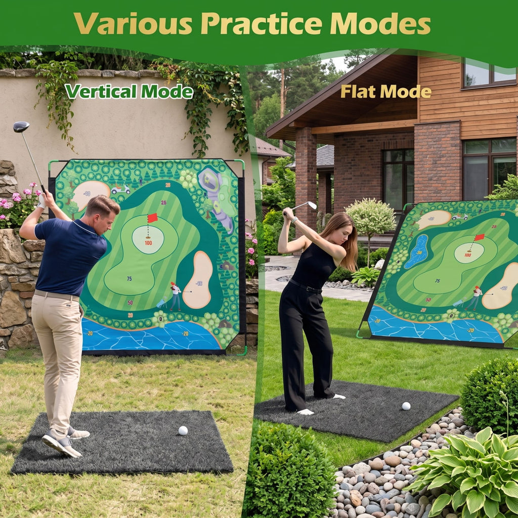 Airfind 71 x 71 Inch Golf Chipping Game Set with 2 Adjustable Clubs Sticky Balls and Storage Bag for Indoor and Outdoor Practice, Multicolor