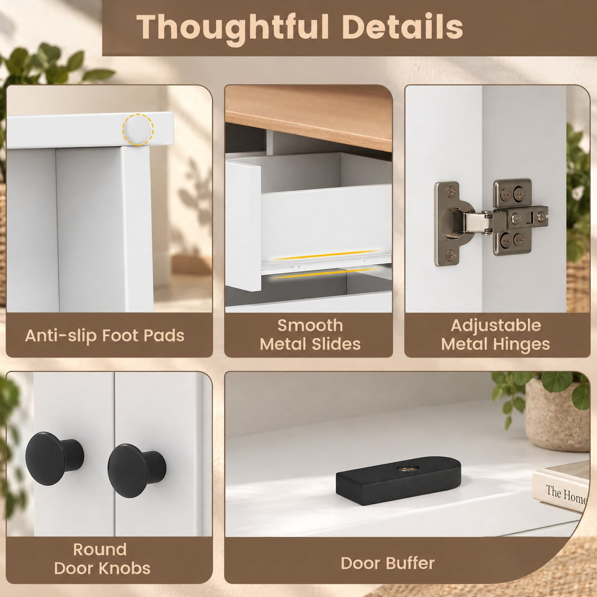 Airfind Pantry Cabinet with 2 Removable Shelves, Engineered Wood MDF Glass Frame, 12.5 x 13 x 3 Footprint, White