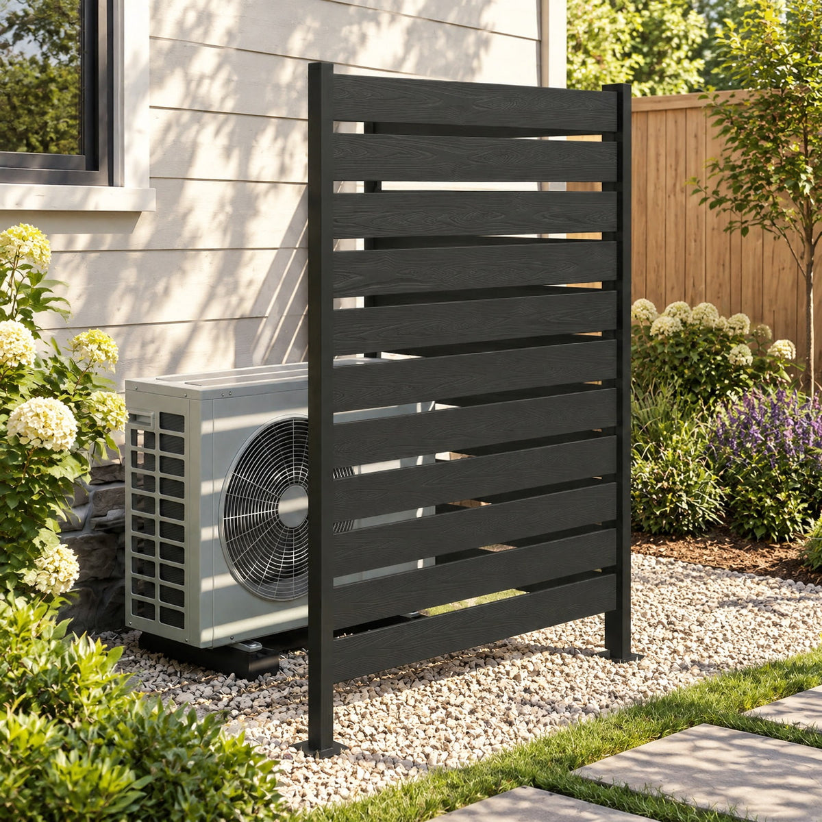 Airfind Outdoor Privacy Screen Fence for Backyard Pool Lawn, HIPS Metal Frame, 25 x 37 x 64 Footprint, Black