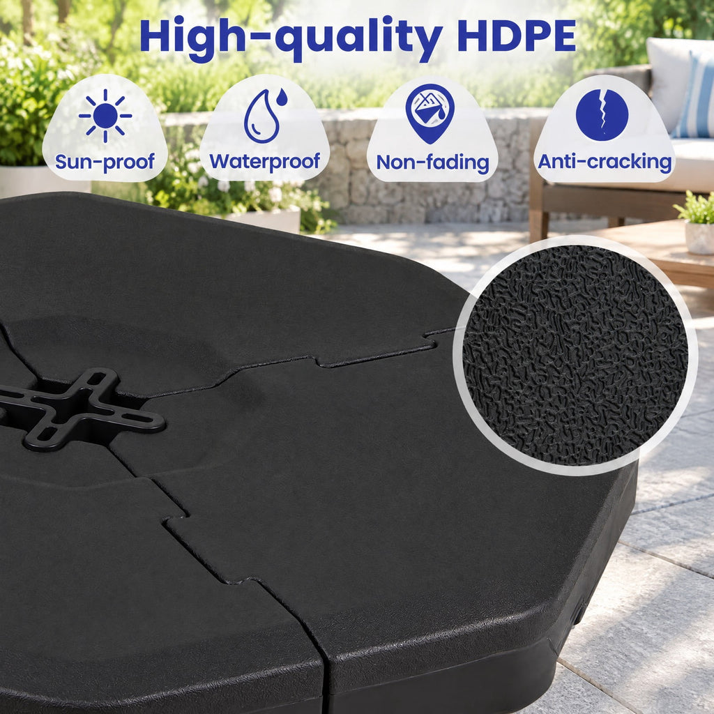 Airfind 4 Pieces Patio Cantilever Offset Umbrella Weights Base Plate Set, PE Frame, 41 Inch x 41 Inch x 5.5 Inch (L x W x H) Each plate Footprint, Black