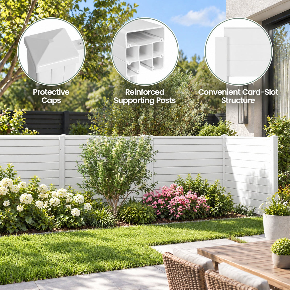 Airfind Outdoor PVC Air Conditioner Fence with 20 Inch Long Stakes, PVC Frame, 48 x 48 x 55 Footprint, White