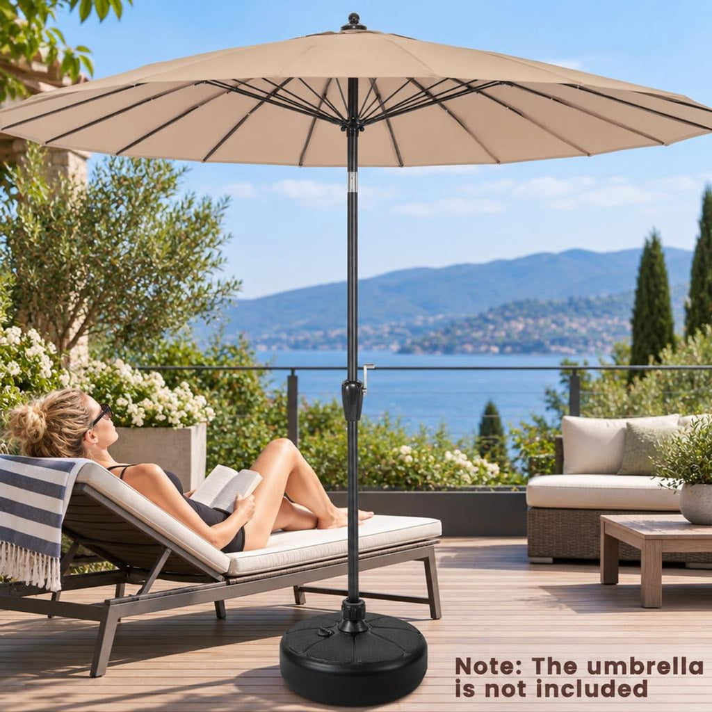 Airfind 27 lbs Fillable Round Umbrella Base Stand for Yard Garden Poolside, HDPE Frame, Black, easily set up or taken down no tools required