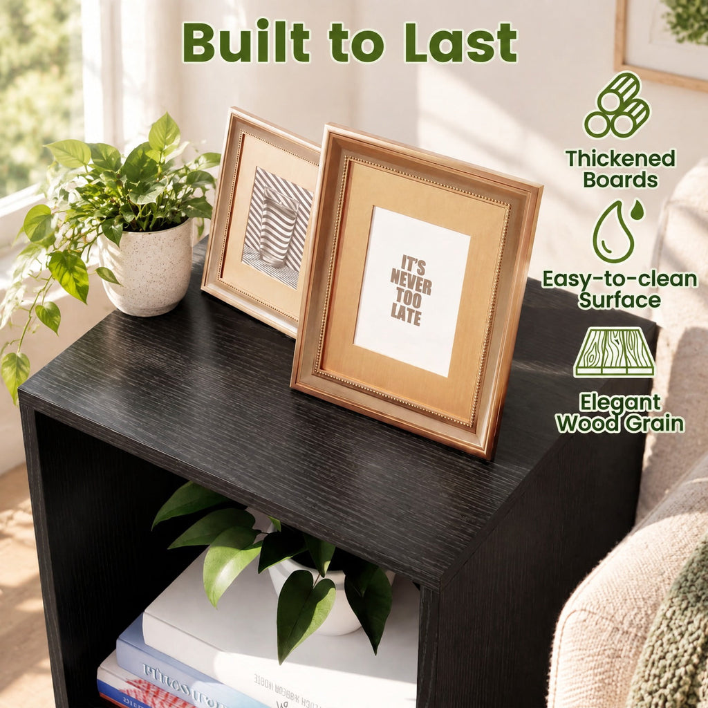 Airfind 3 Cube Bookshelf with Back Guardrail for Living Room Bedroom, Engineered Wood Frame, 14 Inch x 13 Inch x 41 Inch Depth of Bottom Shelf 12 Inch Footprint